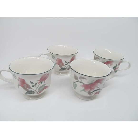 Mikasa Continental Silk Flowers Set Of 4 Coffee Cups VGC - Picture 1 of 11